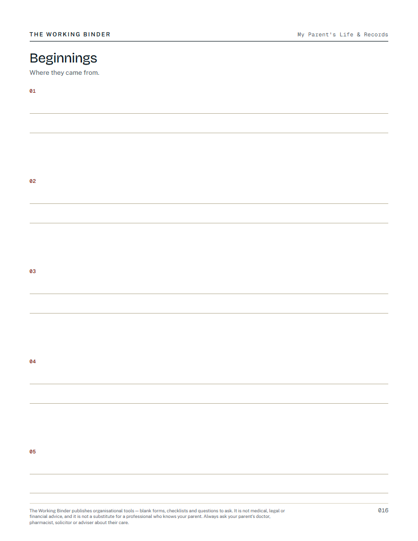 My Parent's Life & Records — Beginnings